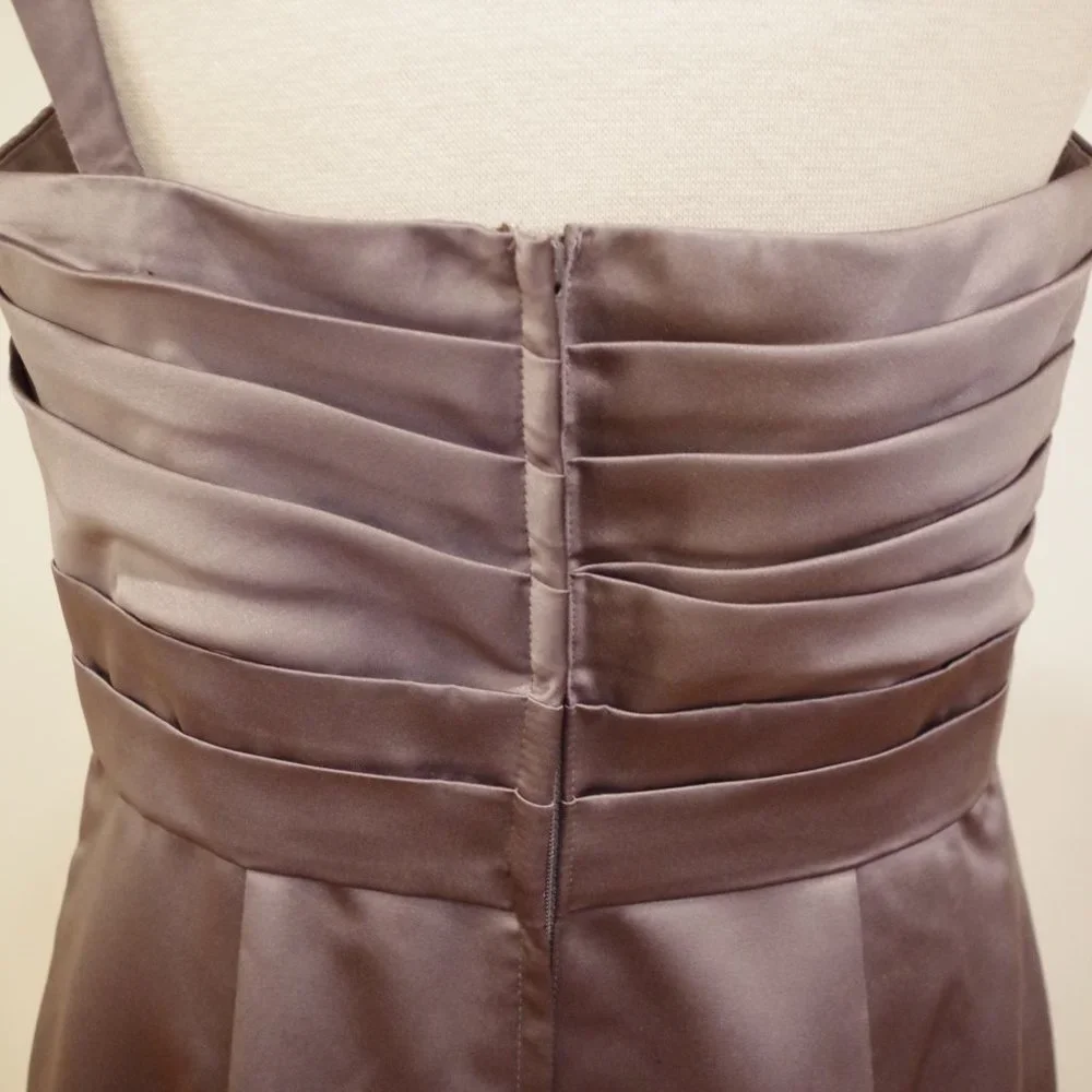 Alfred Angelo 1 Shoulder Charcoal Satin  Dress NEW- Sz. 12 - Picture 8 of 13